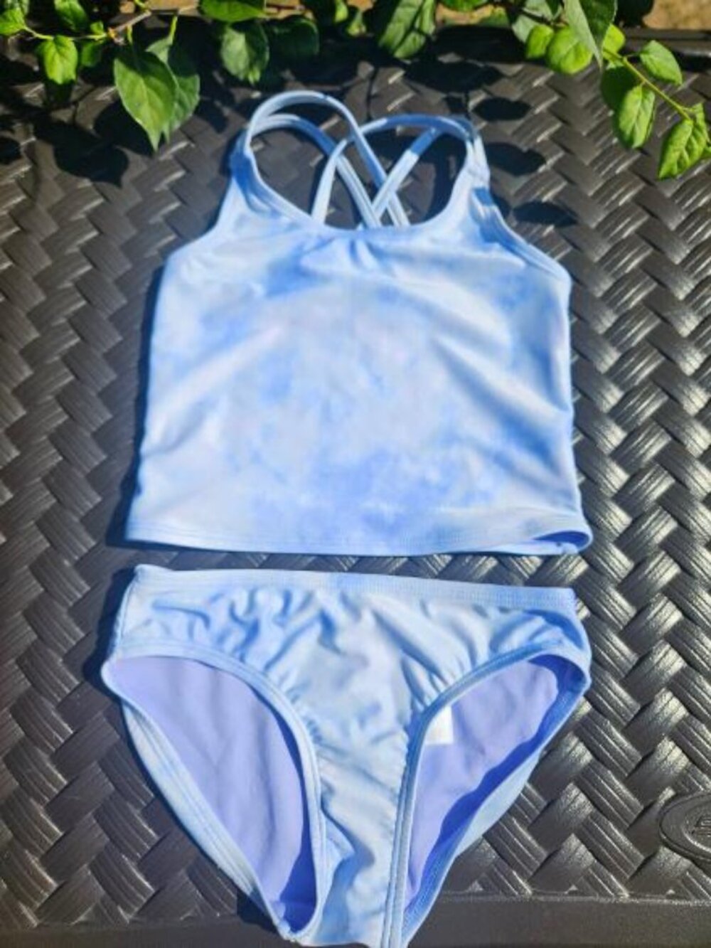Gap Kids Tankini Swimsuit Small Blue White Tie Dye 2 Piece